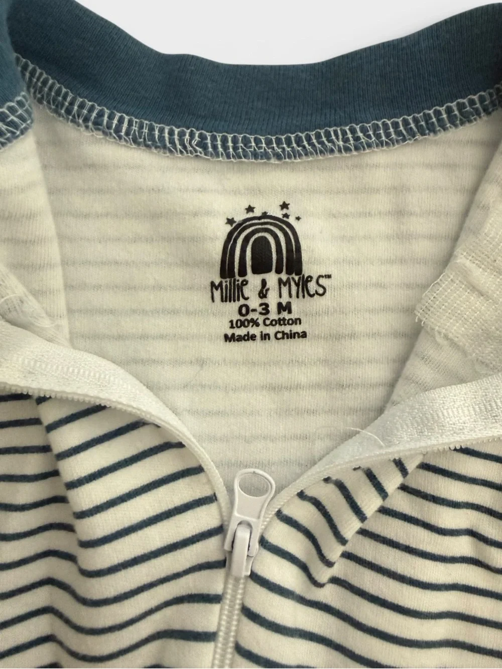 Millie & Myles Striped Zip Footie — 0-3M